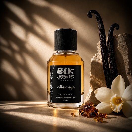 Alter Ego Boozy Vanilla Noir niche Eau de Parfum. Perfume made in New Zealand. BLK Sheep Perfumery