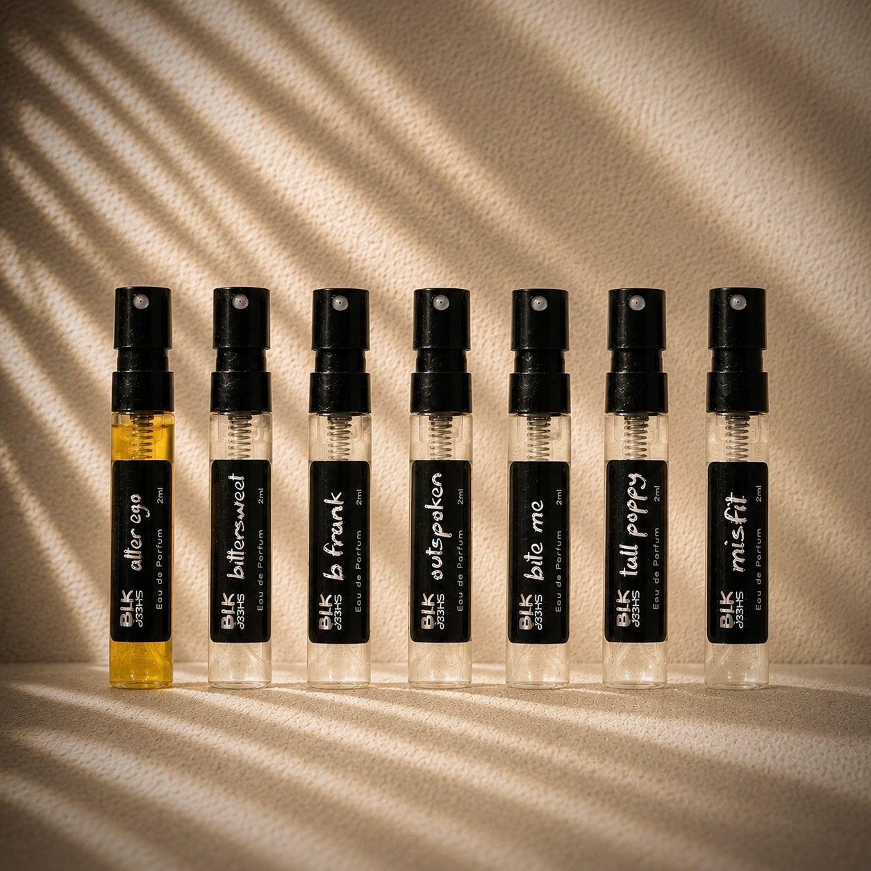 Sample Sets. Niche perfume sample set for sustainable NZ made perfume. 2ml size unique fragrances.