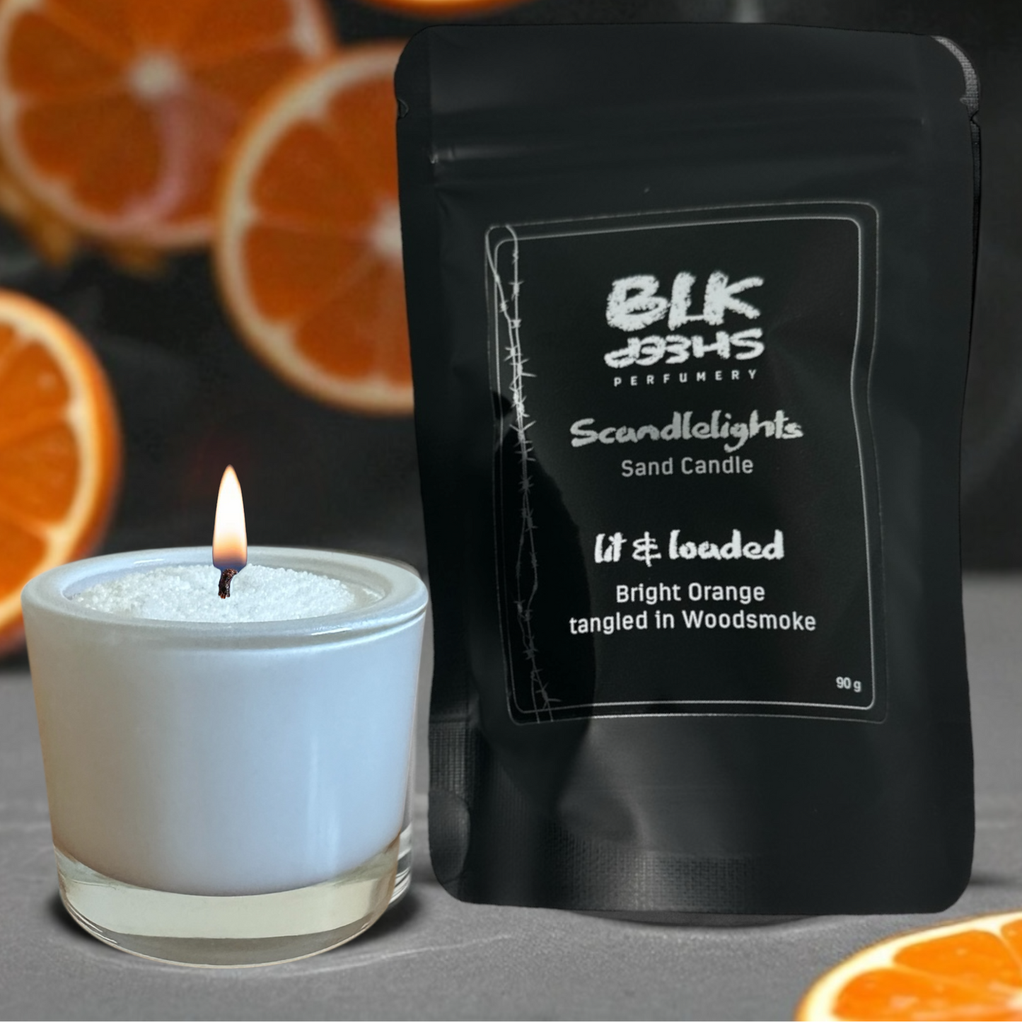 Uplifting mini candle, Scandlelights sand candles by BLK Sheep Perfumery