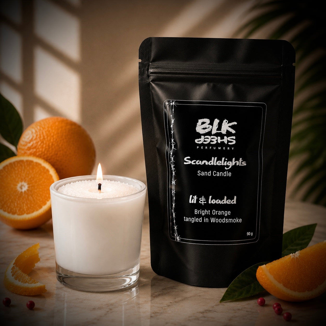 Uplifting mini candle, Scandlelights sand candles by BLK Sheep Perfumery