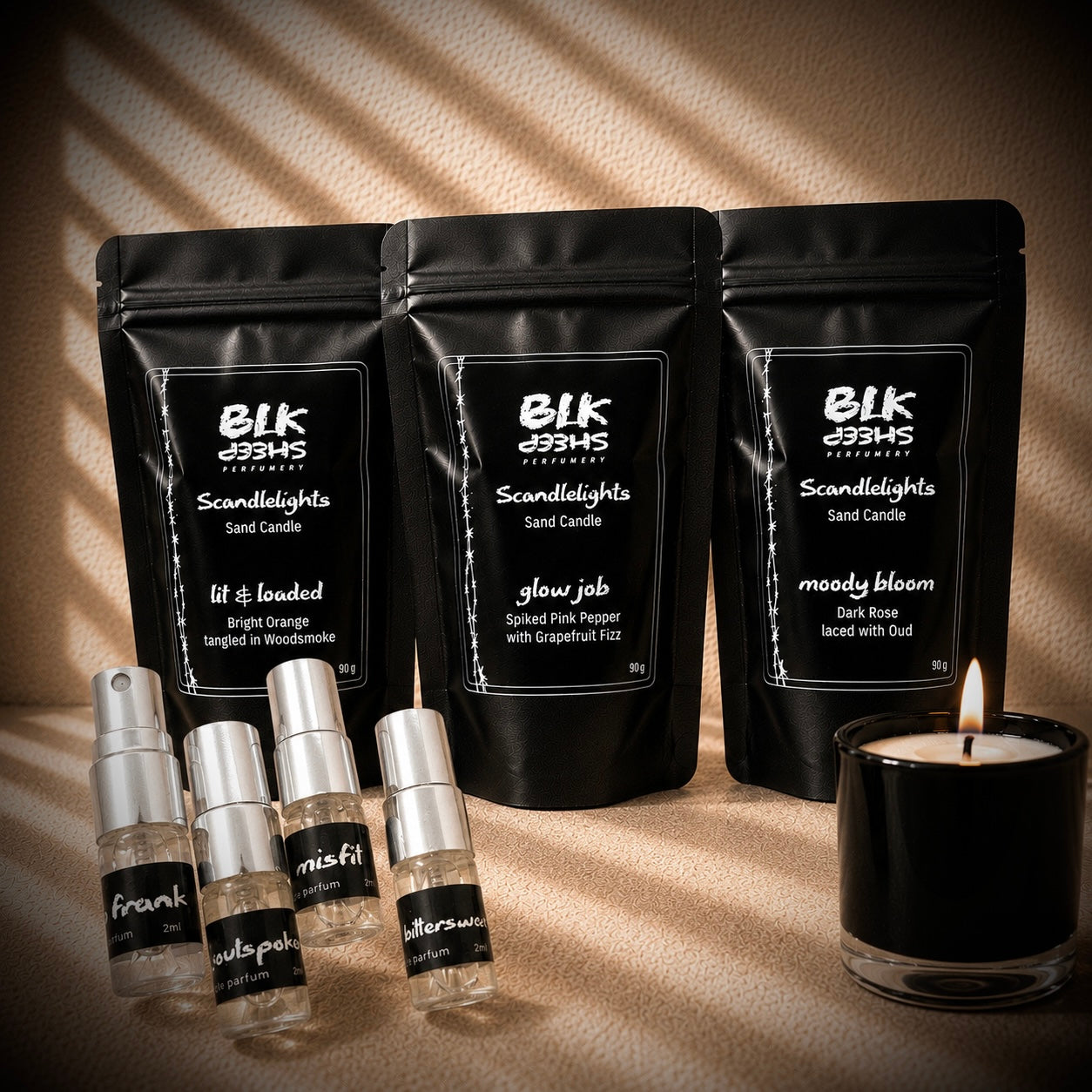 Sample set perfume and  Candle set, niche perfumes by BLK Sheep Perfumery
