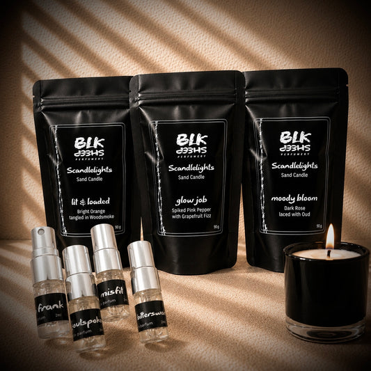 Sample set perfume and  Candle set, niche perfumes by BLK Sheep Perfumery