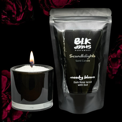 Scandlelights by BLK Sheep Perfumery. Rose Candle NZ. Home fragrance. Plant Based sand wax clean burning with reusable jar.