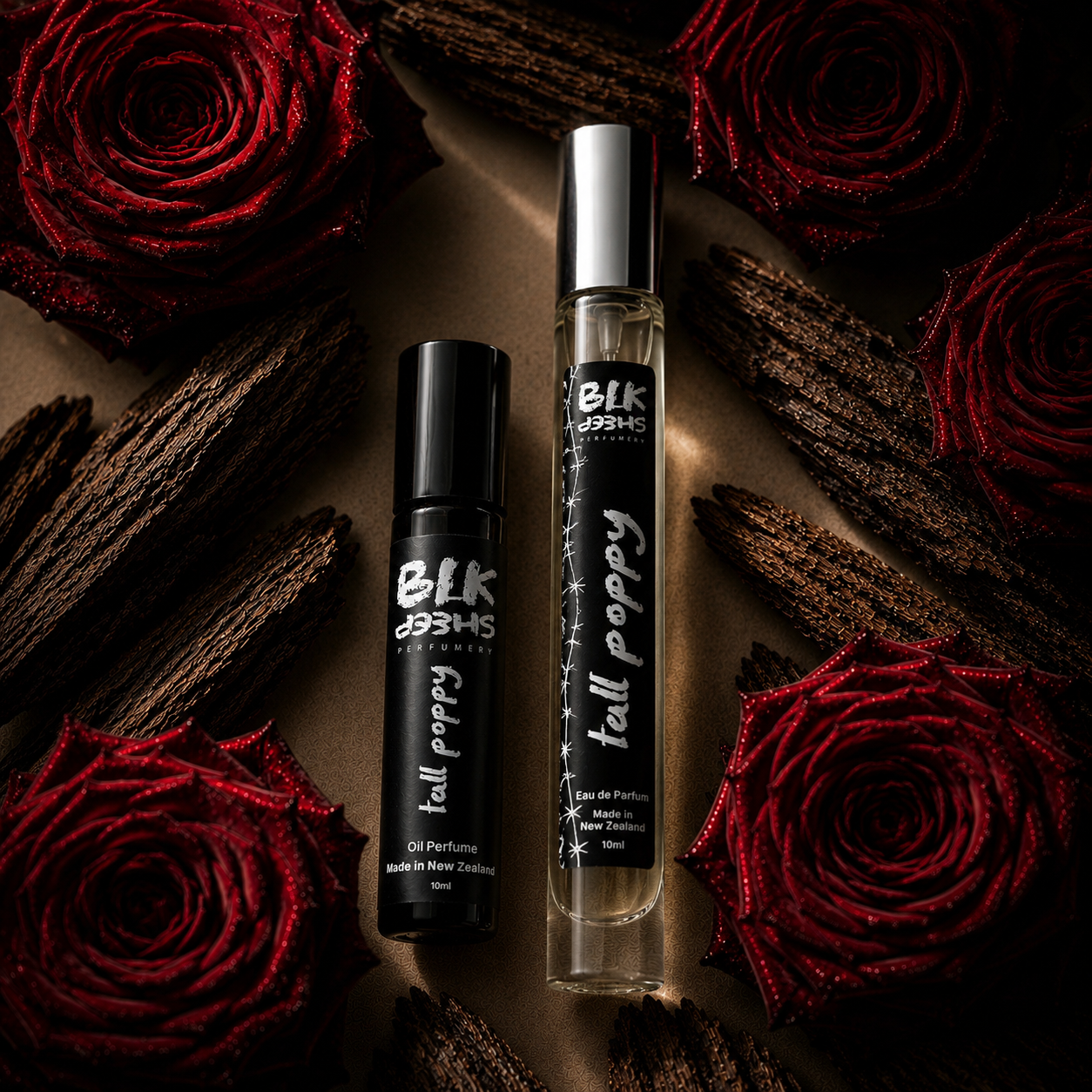 Perfume set NZ By BK Sheep perfumery Tall Poppy rose