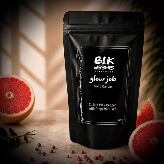 Spiked Pink Pepper and
grapefruit scented sand candle wax refills. Floating candles, reusable and eco friendly plant based wax. BLK Sheep Perfumery New Zealand.